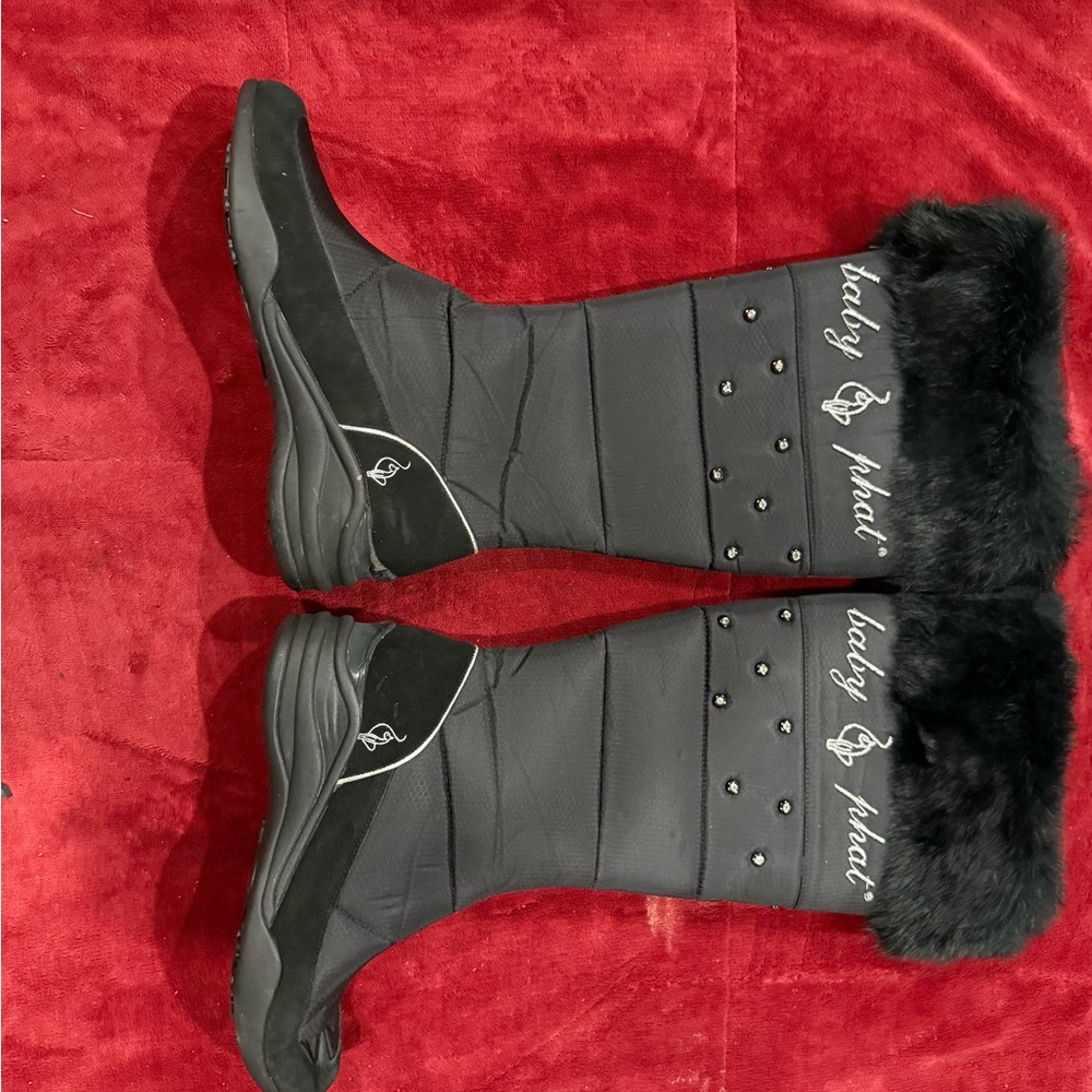 Baby Phat Black Fur-Trimmed Winter Boots